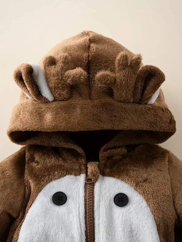 Barboteuse bébé à capuche avec oreilles 3D – motif animal doux et ludique