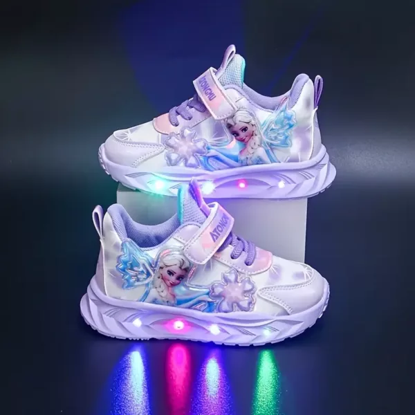 Baskets enfant avec lumières LED – motif princesse Elsa – confort printemps/automne