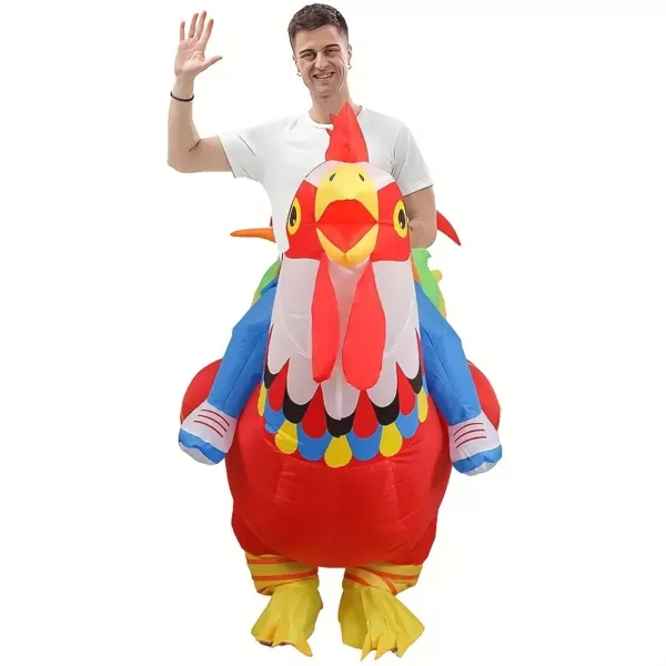 Déguisement gonflable coq rouge adulte – Costume humoristique original fête
