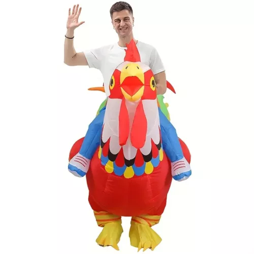 Costume gonflable adulte coq réaliste – déguisement original pour fête ou carnaval