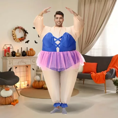 Costume gonflable sumo violet – déguisement humoristique pour Halloween et spectacle