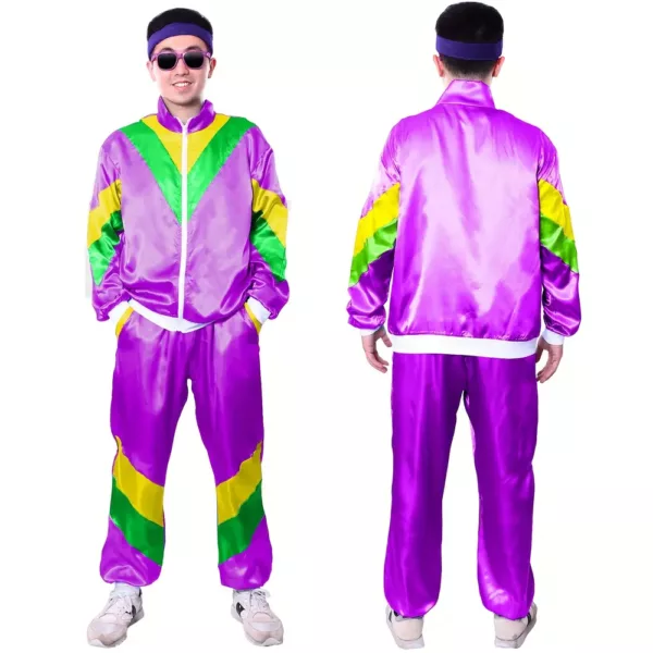 Déguisement rétro années 80 – survêtement vintage hip-hop avec accessoires gonflables