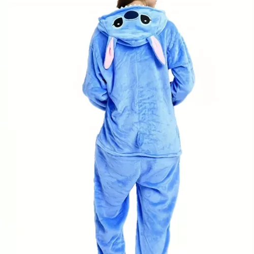 Pyjama combinaison Stitch adulte en polaire douce avec capuche – unisexe confortable