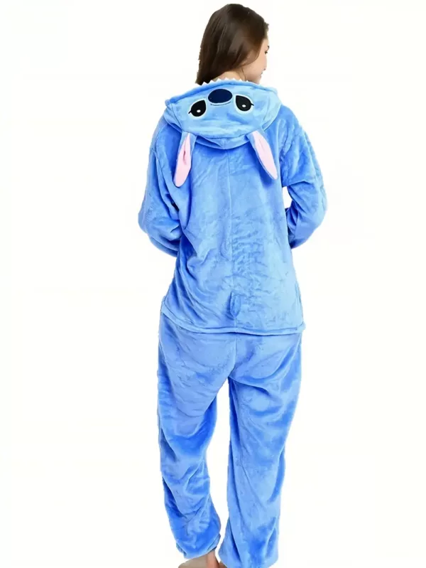 Pyjama combinaison Stitch adulte en polaire douce avec capuche – unisexe confortable