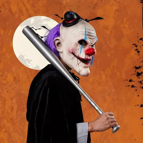 Masque de clown effrayant en latex pour Halloween – accessoire de déguisement