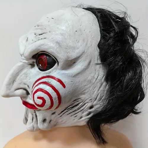 Masque clown effrayant en latex – style horreur Saw pour Halloween et cosplay