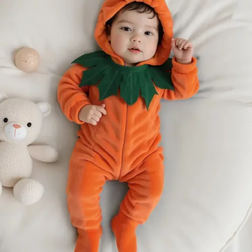 Déguisement bébé citrouille Halloween – combinaison à capuche douce et mignonne