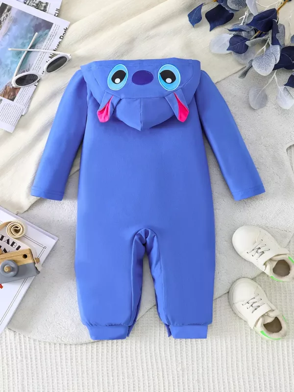 Barboteuse bébé Stitch Disney en polaire douce – pyjama chaud zippé