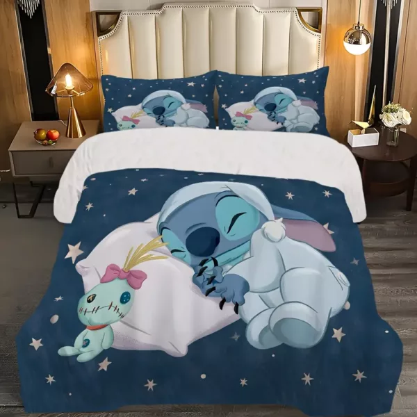 Parure de lit 3 pièces Lilo & Stitch – motif dessin animé doux et amusant