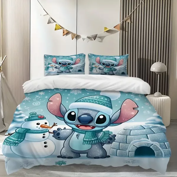 Parure de lit 3 pièces Lilo & Stitch – housse de couette dessin animé doux coton