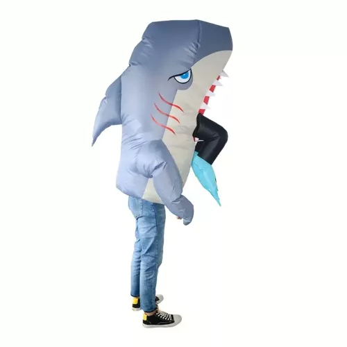Costume gonflable requin bleu USB – déguisement drôle pour fête et spectacle