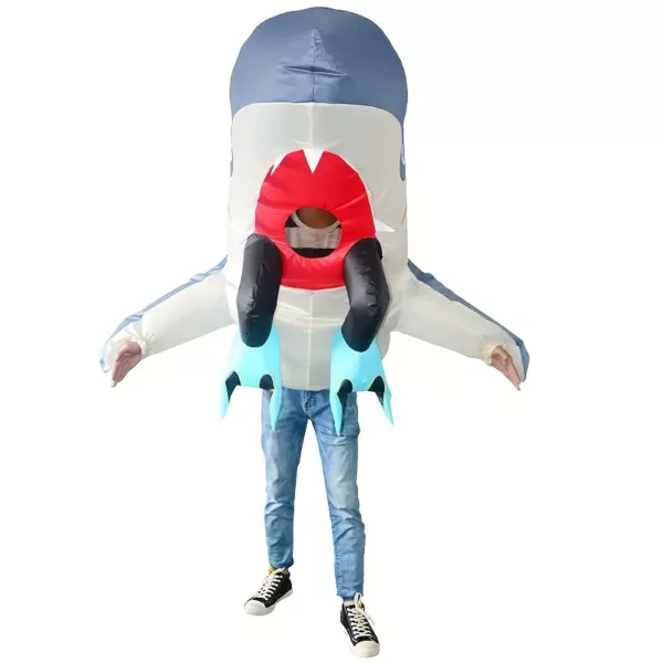Costume gonflable requin bleu USB – déguisement drôle pour fête et spectacle