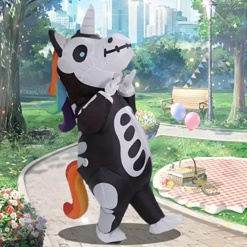 Costume gonflable adulte squelette chevauchant licorne – déguisement original Halloween