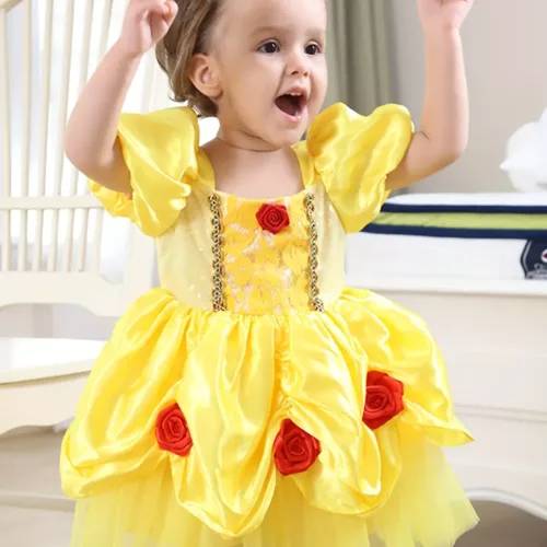 Robe bébé fille Halloween en tulle et dentelle florale 3D – look féerique