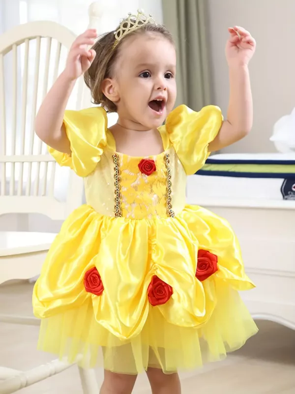 Robe bébé fille Halloween en tulle et dentelle florale 3D – look féerique