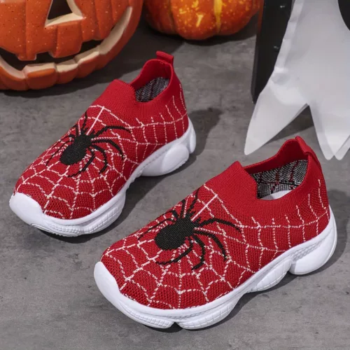 Baskets enfant motif araignée – chaussures à enfiler souples et ludiques