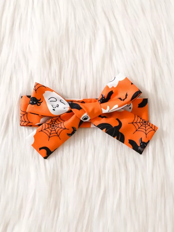 Robe bébé Halloween à manches longues – tissu doux motif citrouille confortable