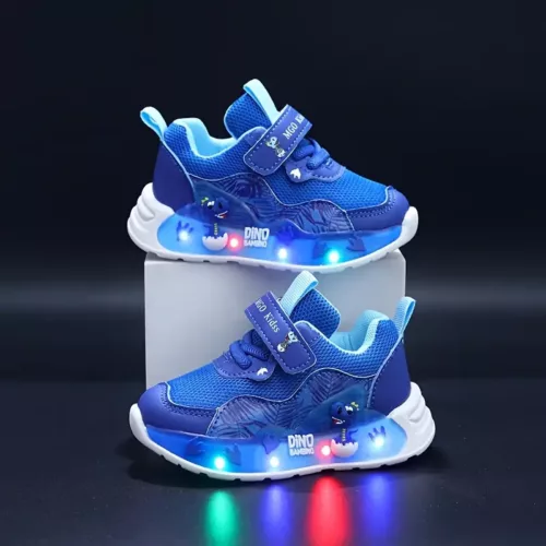 Baskets enfant LED dinosaures – sneakers lumineux garçon fille antichoc