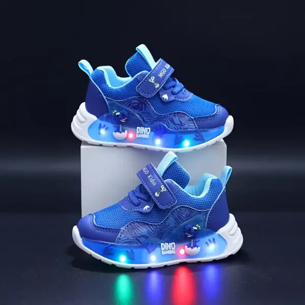 Baskets enfant LED dinosaures – sneakers lumineux garçon fille antichoc