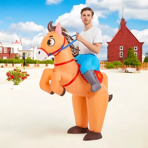 Costume gonflable cheval cartoon en polyester – déguisement drôle Halloween