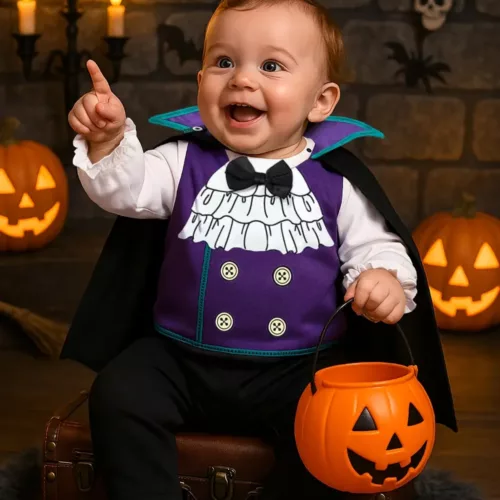 Déguisement Halloween bébé garçon – body avec cape style gentleman 2 pièces