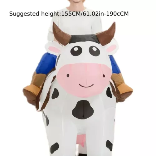 Déguisement vache gonflable adulte avec gonfleur intégré – tenue amusante Halloween