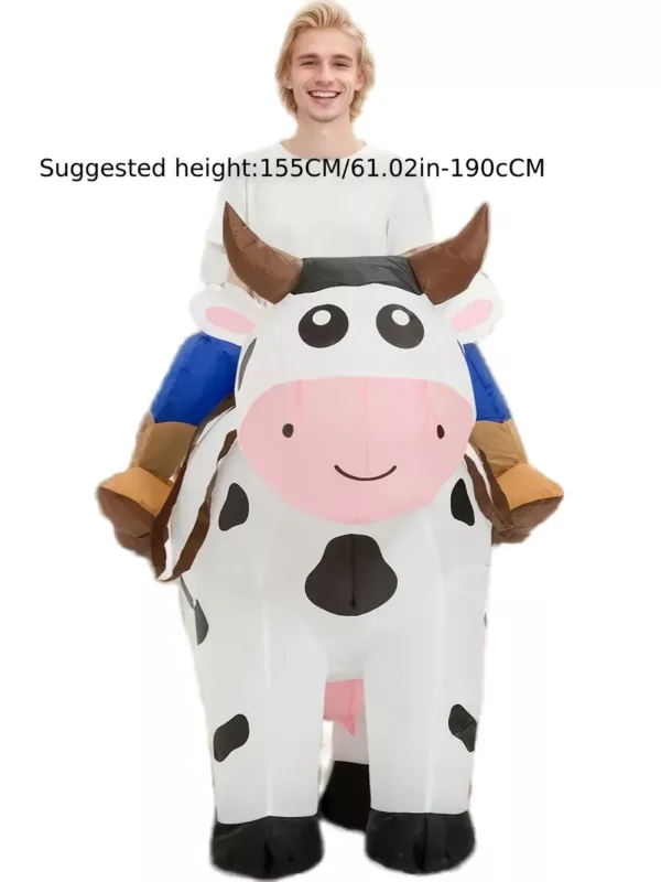 Déguisement vache gonflable adulte avec gonfleur intégré – tenue amusante Halloween