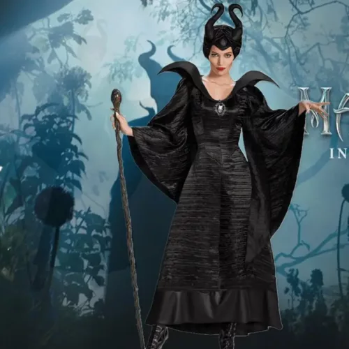Costume sorcière femme avec cape et chapeau – Déguisement gothique Maléfique
