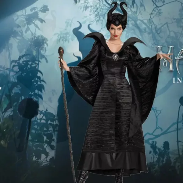 Costume sorcière femme avec cape et chapeau – Déguisement gothique Maléfique