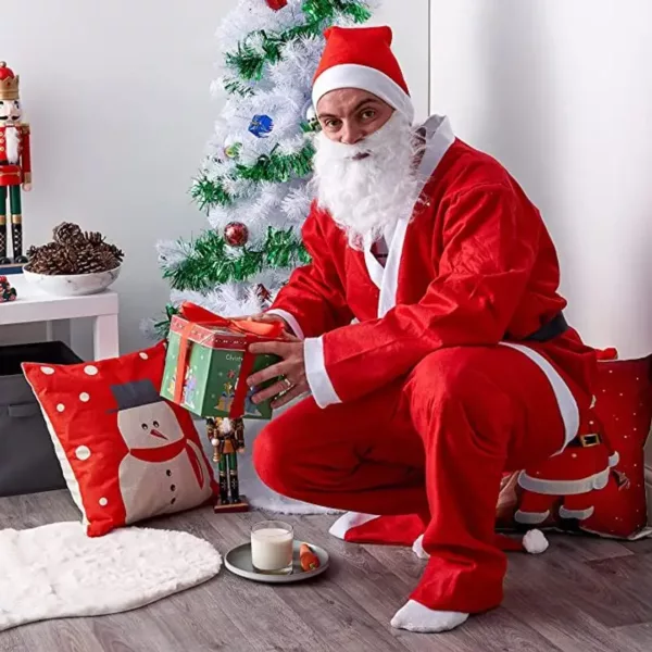 Déguisement de Père Noël complet 5 pièces – costume rouge avec accessoires