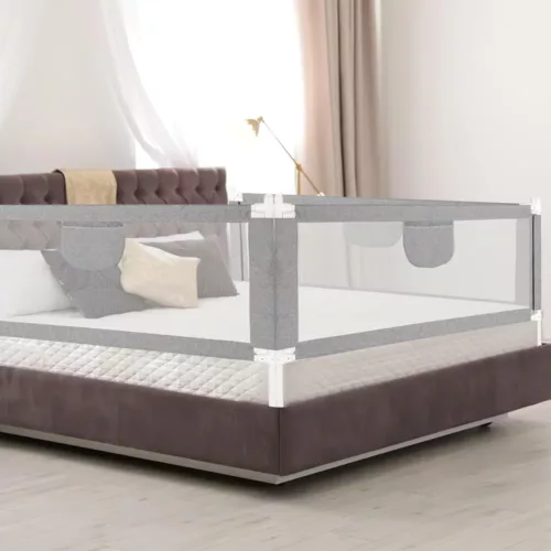 Barrière de lit enfant sécurisée avec pieds antidérapants et maille respirante