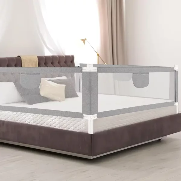 Barrière de lit enfant sécurisée avec pieds antidérapants et maille respirante