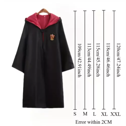 Cape Harry Potter adulte avec capuche – Insignes maisons officielles – Costume cosplay