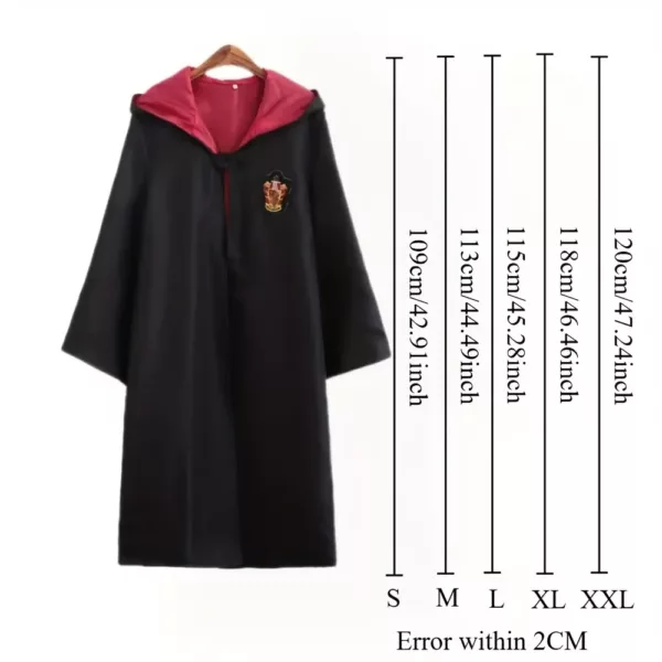Cape Harry Potter adulte avec capuche – Insignes maisons officielles – Costume cosplay