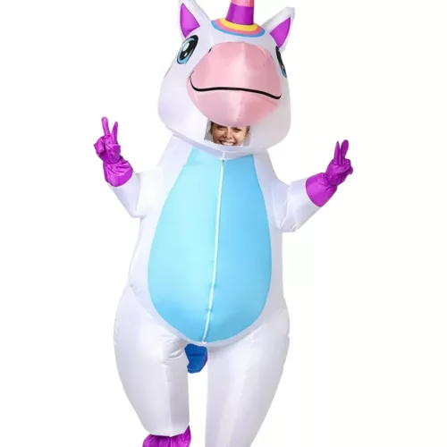 Costume gonflable licorne adulte – design pastel mignon idéal fêtes et Halloween