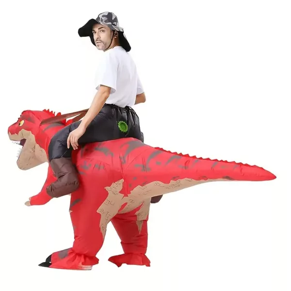 Costume gonflable dinosaure à enfourcher pour adulte – effet cavalier humoristique