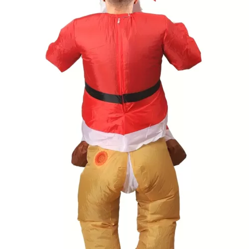 Costume gonflable adulte Père Noël chevauchant un renne – effet réaliste et festif