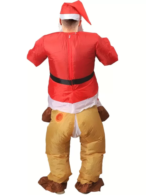 Costume gonflable adulte Père Noël chevauchant un renne – effet réaliste et festif