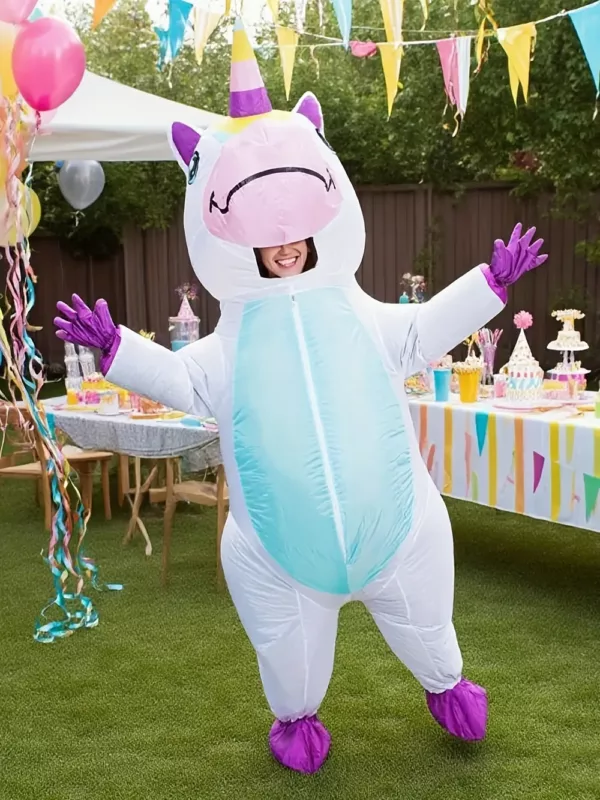 Costume gonflable licorne adulte – design pastel mignon idéal fêtes et Halloween