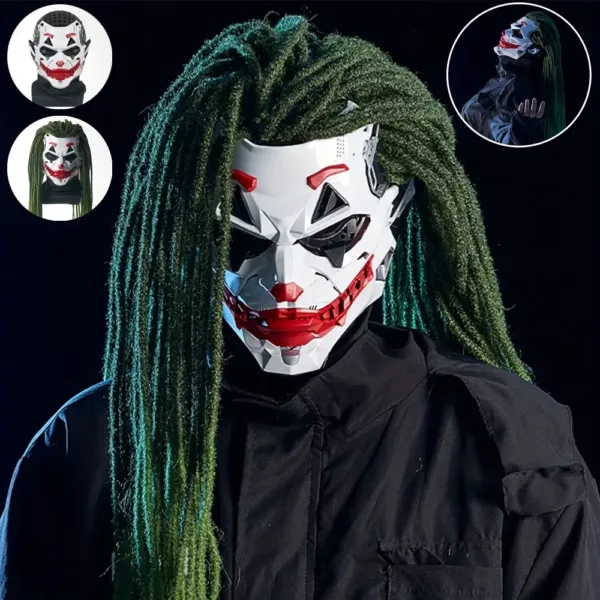 Masque clown maléfique réaliste pour Halloween – visage rieur terrifiant