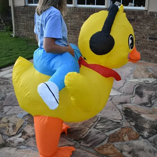Costume gonflable canard avec casque audio – déguisement fun pour adulte