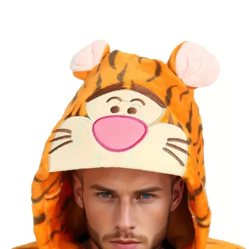 Combinaison pyjama tigre adulte en peluche – costume douillet pour cosplay et maison