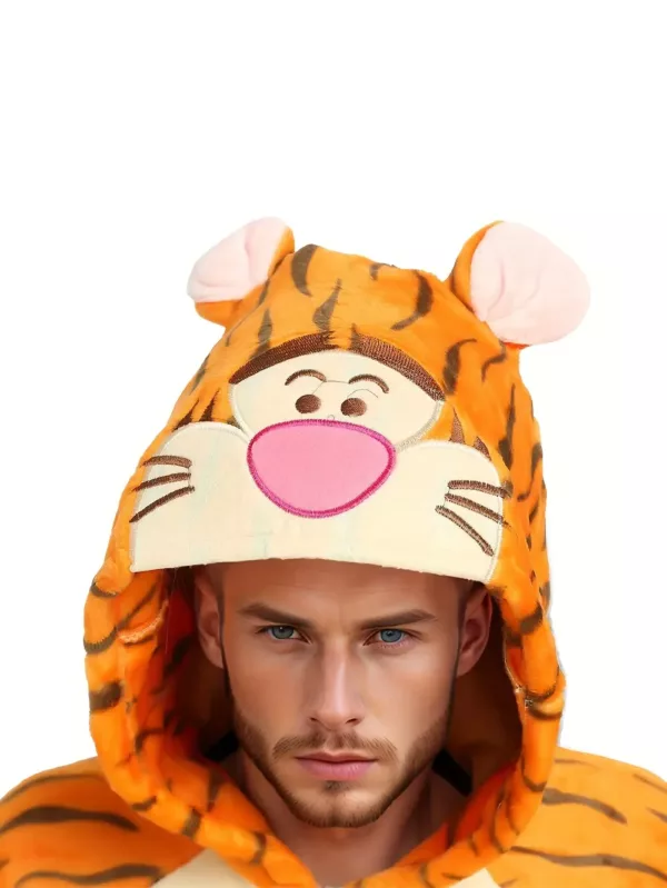 Combinaison pyjama tigre adulte en peluche – costume douillet pour cosplay et maison
