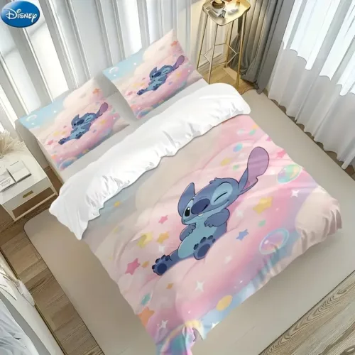 Parure de lit Stitch douce et respirante – housse de couette 2/3 pièces lavable