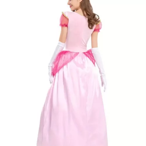 Robe princesse fille satin élégant avec couronne dorée – déguisement féerique