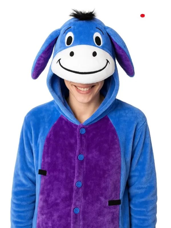 Pyjama kigurumi âne avec capuche et poches – déguisement doux type cosplay