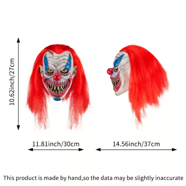 Masque de clown effrayant en latex réaliste – accessoire Halloween terrifiant