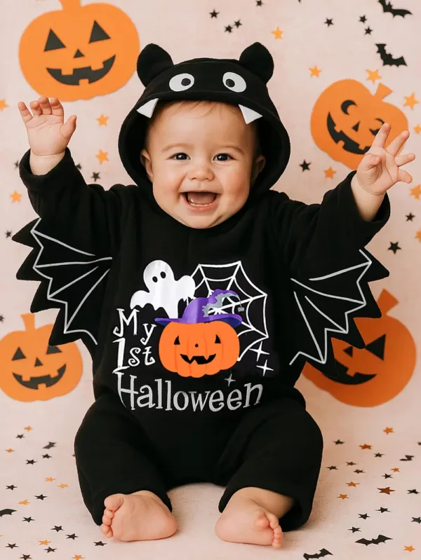 Combinaison Halloween garçon en molleton doux – déguisement à manches longues