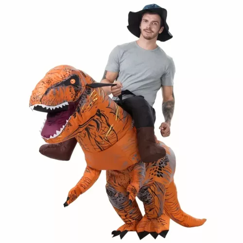 Déguisement dinosaure gonflable adulte – polyester avec soufflerie USB ou piles