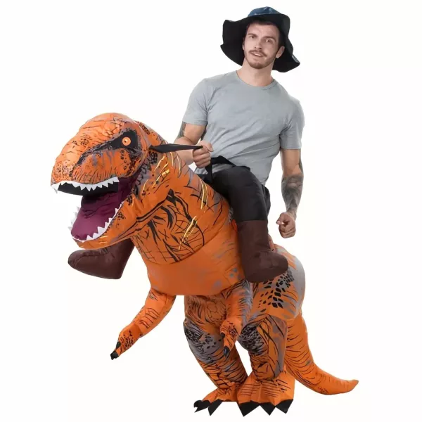 Déguisement dinosaure gonflable adulte – polyester avec soufflerie USB ou piles